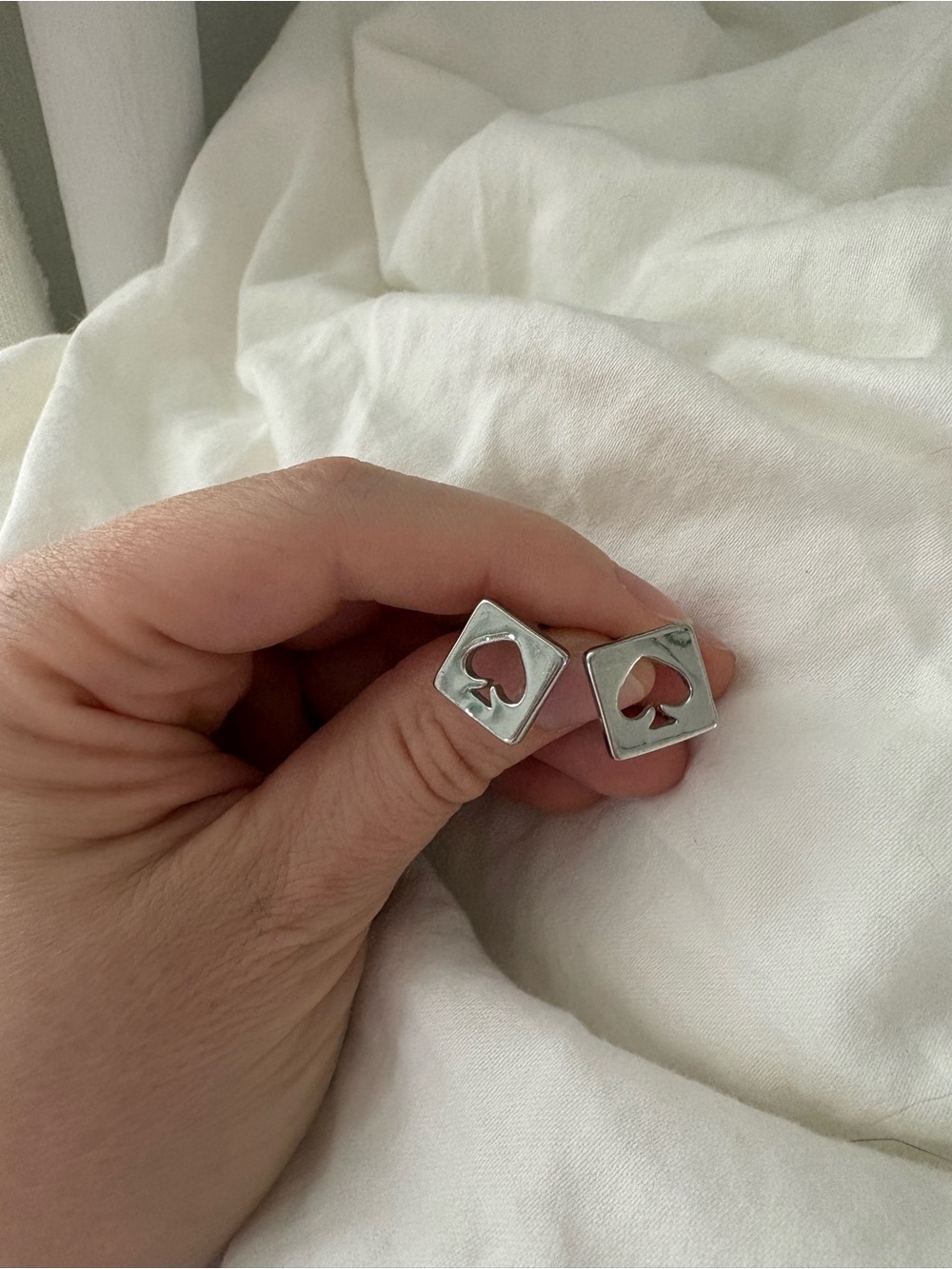 Kate Spade Silver Spade Cutout Square Stud Earrings